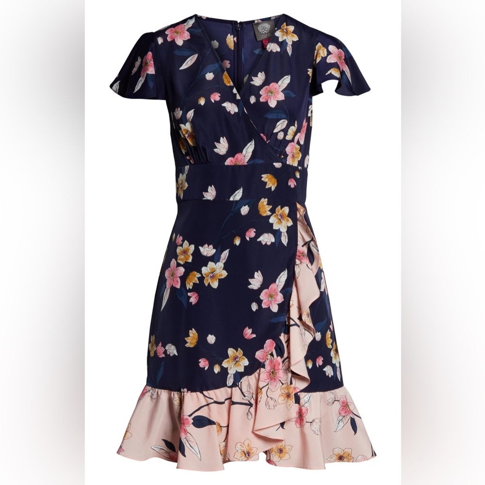 NWT Vince Camuto Floral Navy and Pink Dress